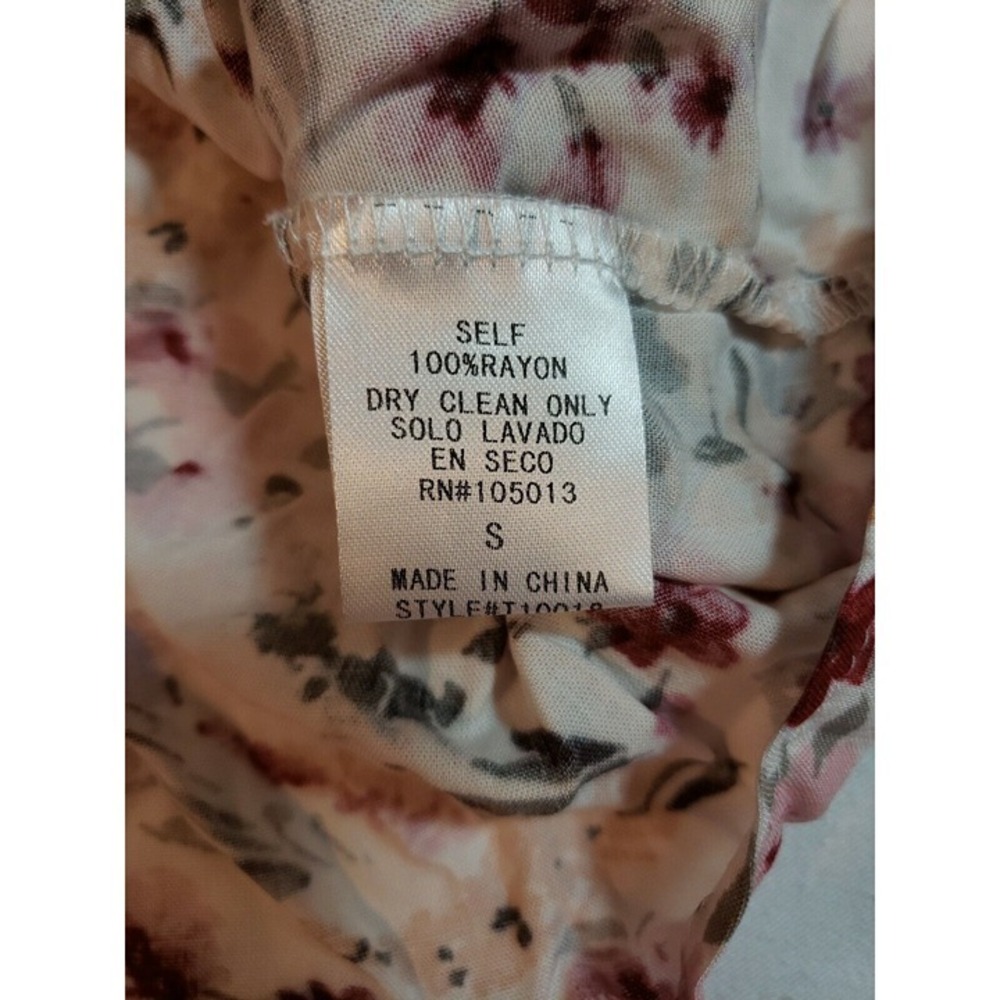 Andrée By Unit Red Olive & Mustard Floral Long Sleeve Blouse Tie Neck Size S - Picture 7 of 12